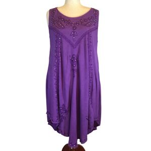 Tamsy Embroidered Fairy Dress Plus size Purple
